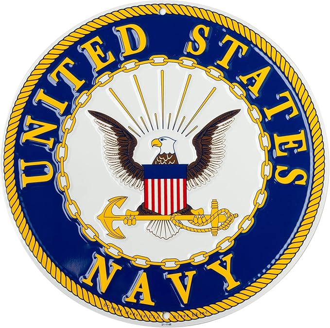 United States Navy Aluminum Sign Round 12" Inches Navy Duty Honor Country Bold Eagle