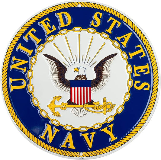 United States Navy Aluminum Sign Round 12" Inches Navy Duty Honor Country Bold Eagle