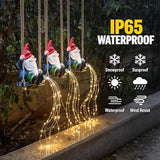 Hanging Garden Gnomes Statues Solar Watering Can Fairy Lights, 6.7''H Swings Gnome Cascading LED Decor for Yard Balcony Backyard Tree Outside, Housewarming Birthday Gifts for Woman Mom Grandma