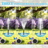 Yeomi Solar Fountain for Bird Bath, Solar Cascade Hanging Bird Bath Fountain, Large Hummingbird Bath with Solar Pump & Blue Glass Bowl, Outdoor Garden Decor