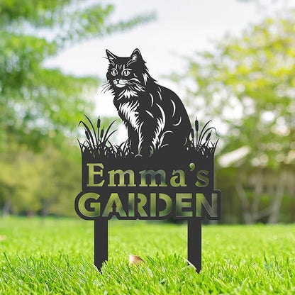 Personalized Cute Cat Kitten Metal Garden Sign,Custom Yard Sign With Stake,Outdoor Garden Décor,Pet Cat Lawn Garden Decorated Statue,Cat Sympathy Yard Metal Sign,Cat Lover Gifts Kailyard Plaque.