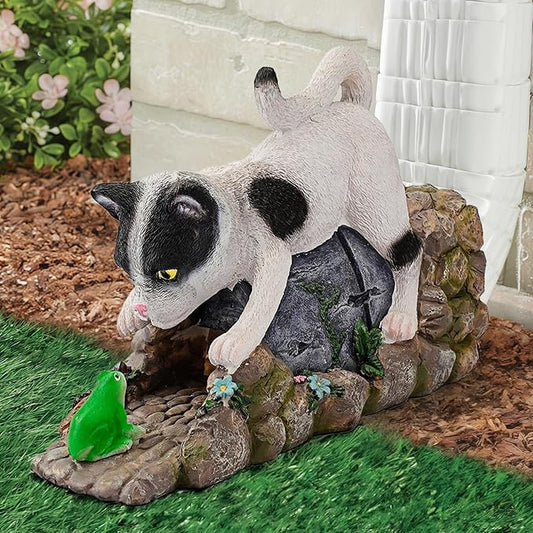 Funny Cat Gutter Downspout Extender Statue, Garden Animal Decor Gutter Extension, Splash Block, Eco-Friendly Resin, Outdoor Decor Sculpture, Gutter Diverter Rain Perfect for 3"x4" Downspout