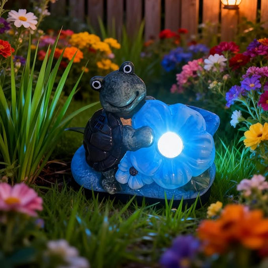 WYQF501 Solar Turtle Shoe Garden Statue with LED Light, Waterproof Outdoor Decor for Patio, Lawn, Terrace, Ideal Housewarming, Birthday and Mothers Day Gift