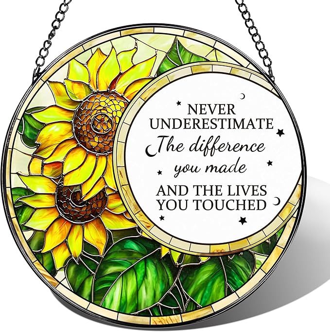 Thank You Gifts, Stained Glass Suncatcher Ornament, Window Hanging, Going Away/Goodbye, Appreciation, Retirement Gifts for Women, Men, Coworker, Boss, Friend | Retirement Party Decorations - Style H