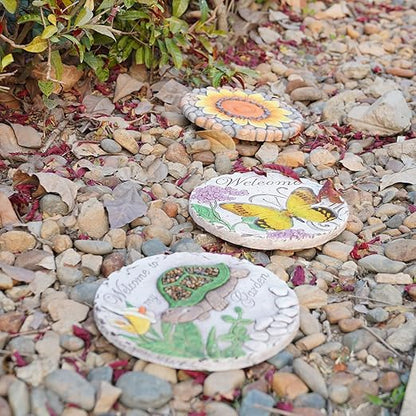 Outdoor Garden Decor Stepping Stones - Resin Tortoise Decorative Stones Pavers for Garden Decor for Outside Walkway Yard 9.5 * 9.5 * 0.5 Inch
