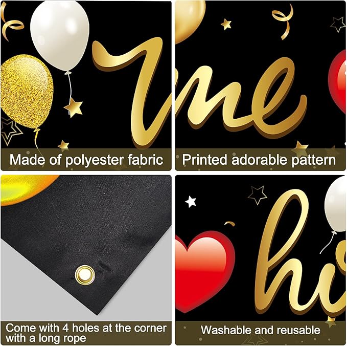Welcome Home Banner Decoration, Black Gold Welcome Back Home Yard Sign for Outdoor Decor, Military Homecoming Deployment Returning Party Supplies