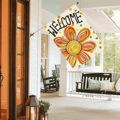 AVOIN colorlife Summer Floral House Flag 28x40 Inch Double Sided Outside, Welcome Seasonal Polka Dots Yard Outdoor Flag