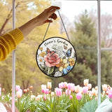 Nana Gifts Suncatcher Stained Glass Window Hanging Decor from Grandkids, Nana's Garden Stained Glass Wall Decor, Grandma Gifts Sun Catchers Indoor Window Hanging Wall Art, 7.9x7.9In