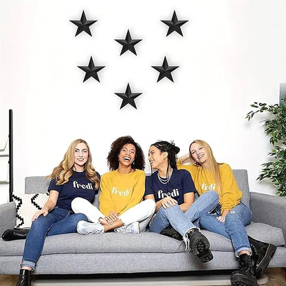 VIVICOMFY 6" 6pieces Per Set Black Metal Barn Star Wall Decor,Texas Stars Art,Metal Stars Rustic Vintage Western Country Farmhouse Home Indoor or Outdoor Decoration