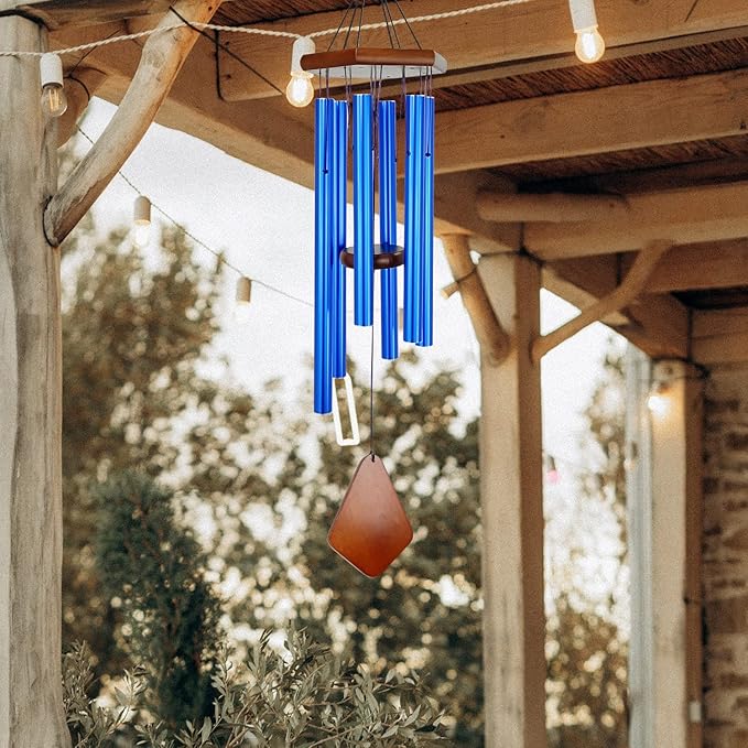 Memorial Wind Chimes Outdoor Deep Tone, Wind Chime for Outside, Sympathy Wind-Chime Personalized with 6 Tuned Tubes, Elegant Chime for Garden Patio Balcony and Home