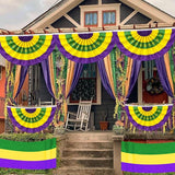 4Pack Graduation Decorations & Mardi Gras 2x4Ft Bunting Flag Purple Green Gold Bunting Banner Party Decor for Fence Porch Outdoor, Class of 2026 Graduation Party Supplies