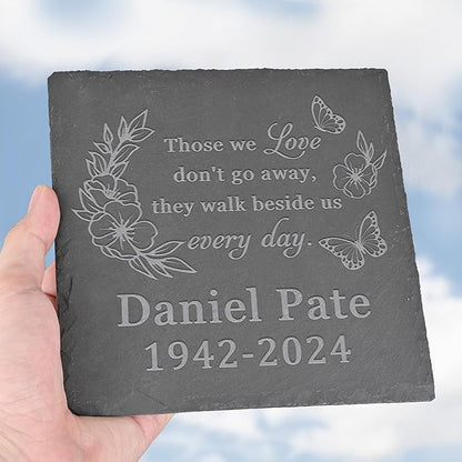Personalized Memorial Stone Memorial Garden Stone - Sympathy Gifts for Loss of Dad, Mom or Loved One - Bereavement, Remembrance and Condolence Gift - Walk Beside Us Every Day Square