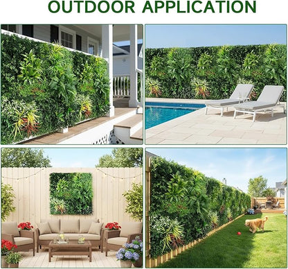 Artificial Plant Wall Panels, 40"x 40" Greenery Boxwood Panels with UV Protection, Faux Grass Ivy Privacy Screen Fence, Grass Wall Backdrop for Indoor Outdoor Garden Backyard Decor