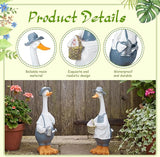 Novabright 2 Pcs Porch Goose Statue, Couple Duck Garden Statues Outdoor, 11 Inch Weather Resistant Resin Yard Decor for Patio Lawn Front Porch Indoor Outdoor Figurines Housewarming Gift