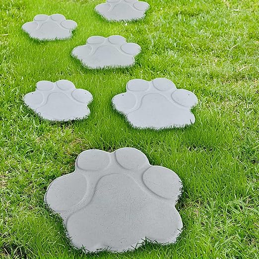 Threlaco Large Paw Print Stepping Stones Mold, 16.54 in Reusable Concrete Cement Textured Plastic Craft Paver Forms Non-Slip for Casting Garden Pavement and Walkway