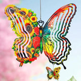 Sunflower Butterfly Metal Wind Spinners for Yard and Garden,12 Inch 3D Stainless Steel Hanging Kinetic Yard Art Wind Sculpture, Kinetic Art Garden Decor for Christmas Outdoor & Indoor