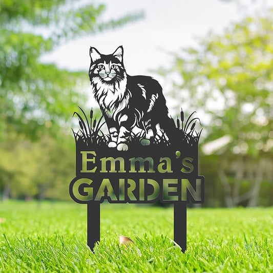 Personalized Cute Cat Kitten Metal Garden Sign,Custom Yard Sign With Stake,Outdoor Garden Décor,Pet Cat Lawn Garden Decorated Statue,Cat Sympathy Yard Metal Sign,Cat Lover Gifts Kailyard Plaque.