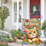 BlissYard Spring Cat Garden Flag 12x18 Inches Double Sided Cute Colorful Floral Sunflower Butterfly Welcome Yard Flags Summer Seasonal Flower for Outside Decor Home Farmhouse Holiday Decorations