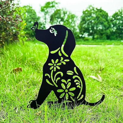 MrMrKura Metal Dog Stakes Garden Decor Stakes Black Dog Silhouette Statue for Outside Metal Dog Decorative Ornaments for Outdoor Garden Home Patio Yard Decor (1 Dog)