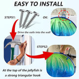 JOYBee Ocean Jellyfish Wall Art Decor-Sea Life Nautical Home Hanging Decor-Glass&Metal Jellyfish Decoration for Pool,Beach,Patio,Living Room,Bathroom,Boat, Coastal Decorations(17inch)