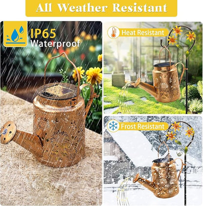 Solar Watering Can with Lights, Birthday Gifts for Mom Women Mother's Day, Outdoor Garden Decor Sunflower Solar Garden Lights for Outdoor Pathway Yard Lawn Patio, Waterproof Gardening Decorations