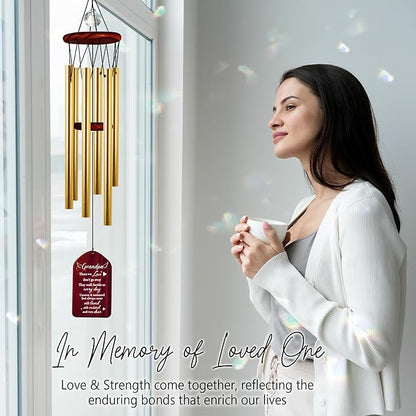Grandpa Crystal Memorial Wind Chimes Christmas Sympathy Keepsake Remembrance Quote Gramps Dada Papi Grandfather Pass Away Condolence Funeral Gift Cherished Memory Window Garden Decor HW12-RW-GP