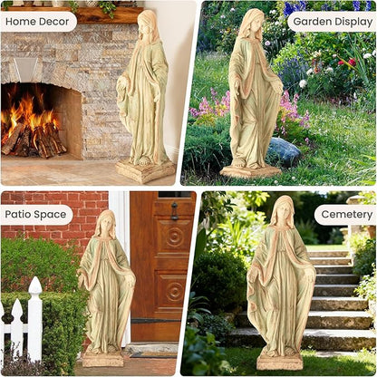 EROMMY Virgin Mary Garden Statue Outdoor 31.5” – Large Praying Holy Madonna Resin Sculpture, Blessed Mother of God Catholic Saint Yard & Lawn Religious Decor