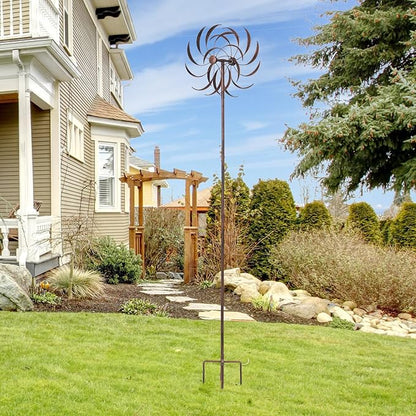 JAXPETY Metal Windmill, Outdoor Wind Spinner for Yard, Lawn and Garden, Bronze