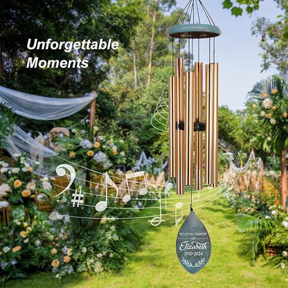 ASTARIN Personalized Name 35" Memorial Wind Chimes for Outside, Metal Sympathy Gifts for Loss of Mother Father Loved One, Bereavement Wind Chime in Memory Gift, Decor Garden Patio,Produced in USA