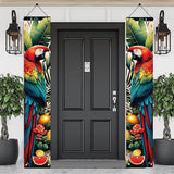 Summer Luau Tropical Parrot Porch Banners 71x12 Inch Party Decorations Colorful Macaw Hanging Door Signs Jungle Leaves Outdoor Patio Welcome Banner for Home Decor