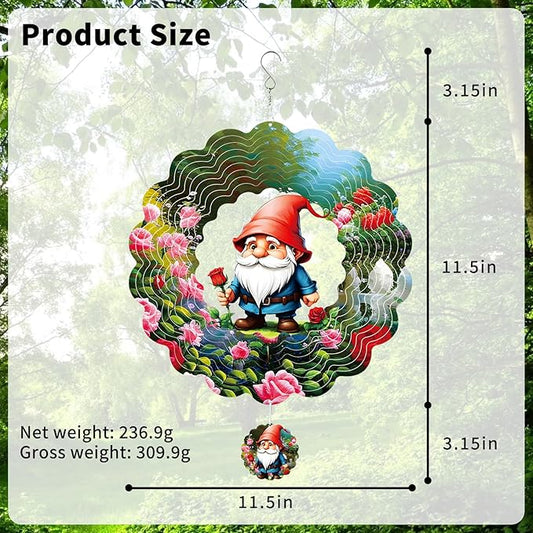 Wind Chime - Metal Wind Chime Weatherproof Outdoor Decorative Garden, Courtyard, Porch, Gift, Garden Hanging Decoration (RoseGnome)