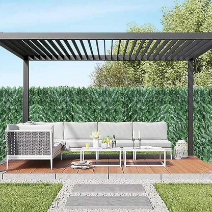 Artificial Ivy Privacy Fence Screen,39.4" X 99" UV-Anti Fake Leaves Plant Vine,Privacy Hedges Wall for Indoor Outdoor Garden Backyard Decor,Color Green Pineapple Leaves