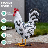 Metal Rooster Statue, Garden Chicken Decor, Metal Yard Art Animal Sculpture for Lawn Patio Porch Outdoor Decorations Gifts for Women Mom Friends