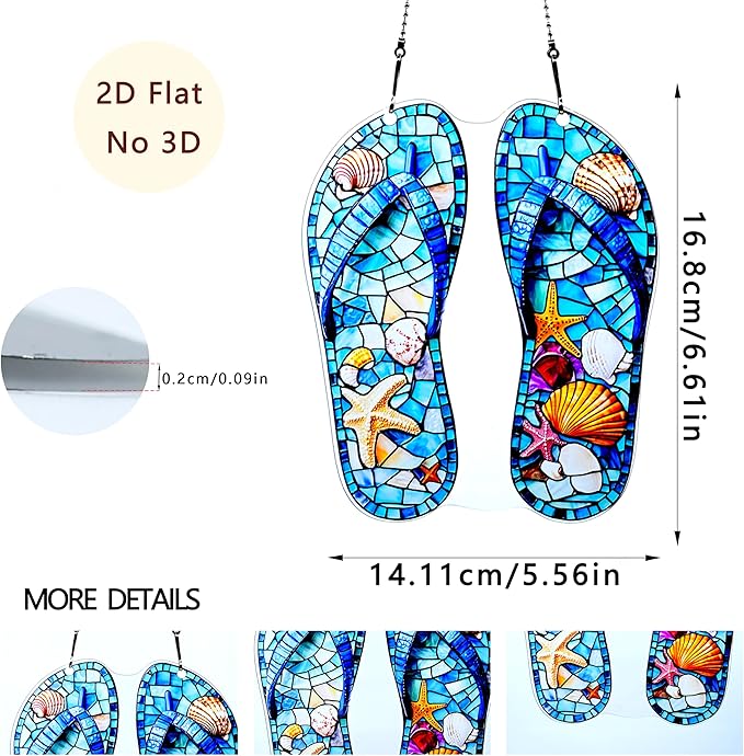 Slippers Shells Starfish Ornaments Colorful Window Hanging Decorations Home Wall Decor for Indoor Outdoor
