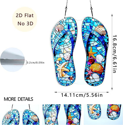 Slippers Shells Starfish Ornaments Colorful Window Hanging Decorations Home Wall Decor for Indoor Outdoor