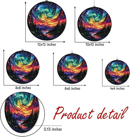 Northern Lights Aurora Acrylic Suncatcher, Boho Suncatchers for Window Hangings, Stained Glass Effect Indoor Outdoor Garden Decor for Nature Lover, Gifts for Mother's Day, Mom, Grandma, Wife, Women