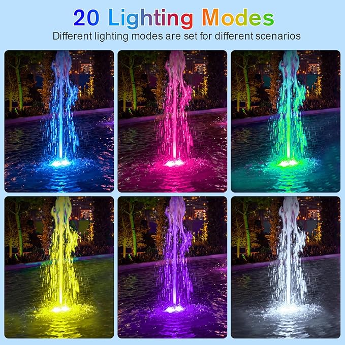 POPOSOAP RGB Underwater Pond Lights, IP68 Waterproof LED Pond Lights with Remote, Timer & Memory Function Fountain Lights for Pond Fountain Waterfall Aquarium Swimming Pool Outdoor Decoration 4-Head