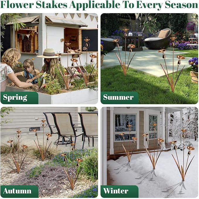 WSgift Gardens Metal Calla Lily Flowers with Bells for Outside Yard Art Metal Lilies Bronze