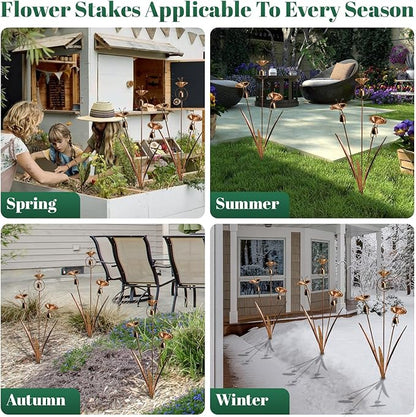 WSgift Gardens Metal Calla Lily Flowers with Bells for Outside Yard Art Metal Lilies Bronze