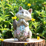 Smadeer Fox Statue for Garden Decor, Garden Statue with Solar Power Light for Outdoor Patio Porch Lawn Yard Backyard Oudside Indoor Shelf Decoration,Praying Fox Sculptures & Statues Woman