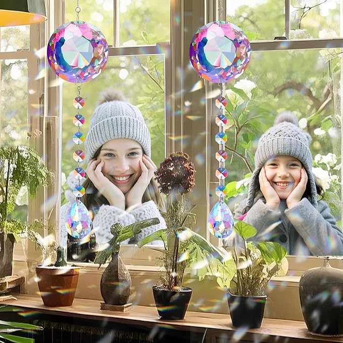 Crystal Suncatcher Ornament, Hanging Decoration with Gifts Box and Card, Perfect for Momter's Day Home Decor Window Christmas Birthday Gifts for Women Her Crystal Decor