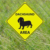 Dachshund Area Xing Caution Crossing Sign Dachshund Dog Metal Tin Sign Warning Sign Novelty Road Fence Yard Wall Decor For Indoor Outdoor Highway10x10in