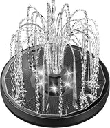 Yzert Solar Fountain Glass Panel with 2200 mah Battery, 3.5W Floating Solar Water Fountain with 4 Fixed Rods, Solar Pump for Bird Bath, Garden, Pond, Pool, Outdoor (Black Panel White Lights)