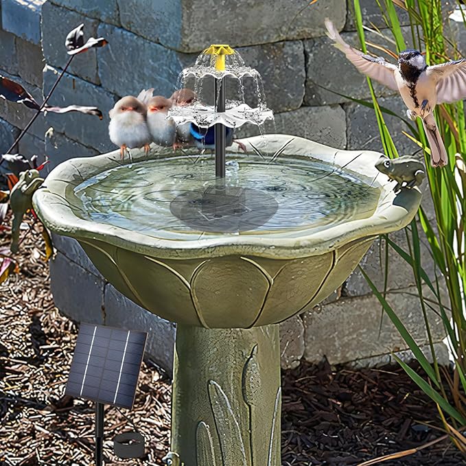 Solar Fountain 2-Tier 2.5W Solar Water Fountain DIY Decorative Pump with Tray and 300cm Cable Water Pump for Bird Bath Garden Pond Pool, Garden Tools