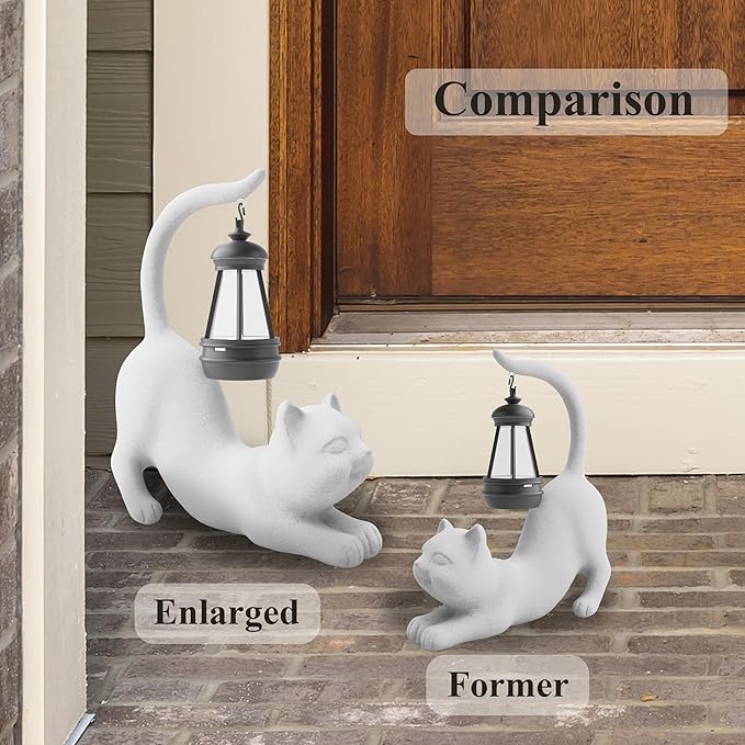 Elephant/Cat Sculpture Lantern Decor - Outdoor Lanterns&Indoor Statue Decorations for Garden,Yard,Porch,Home,Balcony - Gifts for Birthdays,Christmas,Children,Friends,Family,Mom,Women (DW - Tail)
