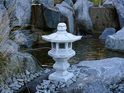Garden Concrete Pagoda Oriental Latern Figurine Japanese Stone Pagoda Zen Garden Decoration Asian Outdoor Decor Gray