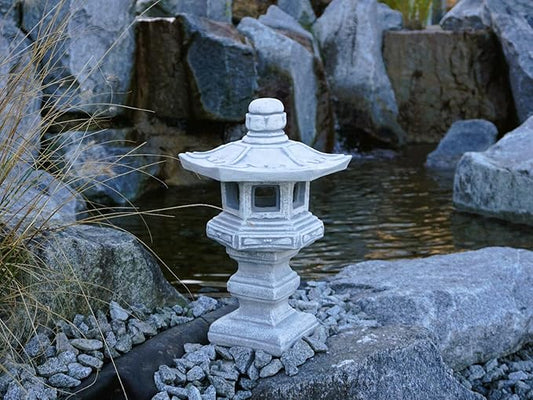 Garden Concrete Pagoda Oriental Latern Figurine Japanese Stone Pagoda Zen Garden Decoration Asian Outdoor Decor Gray