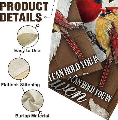 Dyrenson Christian Memorial Cardinal Decorative Garden Flag, Religious Red Birds Angel Wings Heart Cemetery Yard Outside Home Decoration, Farmhouse Burlap Outdoor Small Decor Double Sided 12 x 18