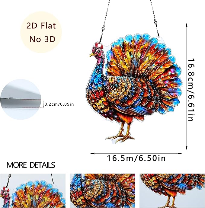 Thanksgiving Turkey Ornaments Colorful Window Hanging Decorations Home Wall Decor for Indoor Outdoor