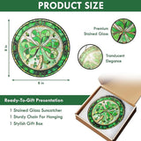 FLAGWIX St Patricks Day Decorations - Stained Glass Hanging Suncatcher 8 in - Birthday Irish Decorations, Irish Gifts for Women Men Family Friends, Shamrock Home Decor